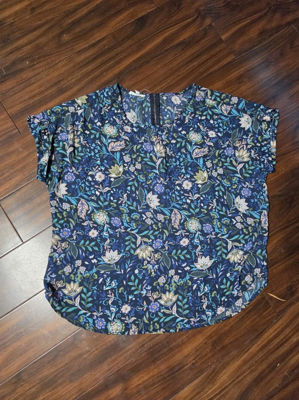 Navy Floral Teal and Cream Blooms